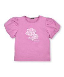 BeBe(ベベ)/バルーン袖オーガンジーフラワーTシャツ(90~150cm)/ピンク