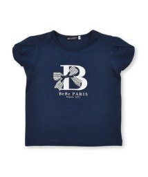 BeBe(ベベ)/グリッターロゴリボン天竺Tシャツ(90~150cm)/ネイビー