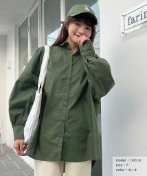 ad thie(アドティエ)/2タイプ 無地・ストライプ　選べるBIGシャツ 秋服 秋 冬服 冬/カーキ