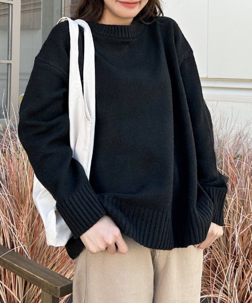 クルーネック メランジニット 秋服 秋 冬服 冬 - 高品質特価品