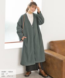 ad thie/サイドスリット ノーカラーロングコート 秋服 秋 冬服 冬/505938055