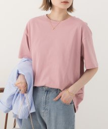 ad thie(アドティエ)/柔らかコットン100％ 無地 シンプルTシャツ/ピンク
