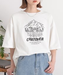 ad thie(アドティエ)/裾ラウンド・オーバーサイズ キャンプモチーフロゴTシャツ/オフホワイト