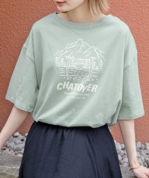 ad thie(アドティエ)/裾ラウンド・オーバーサイズ キャンプモチーフロゴTシャツ/ミント