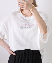 ad thie(アドティエ)/裾ラウンド・ワッフル 刺繍ロゴTシャツ/オフホワイト