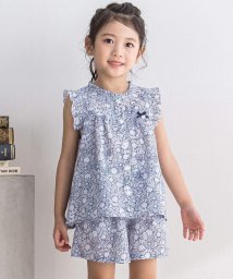 BeBe Petits Pois Vert(ベベ プチ ポワ ヴェール)/ひまわりプリントセットアップ(95~150cm)/ネイビー系