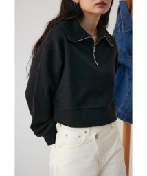 AZUL by moussy(アズールバイマウジー)/ラメ裏毛ジップアップトップス/BLK
