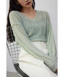 AZUL by moussy(アズールバイマウジー)/シアーグリッタールーズニット/MINT