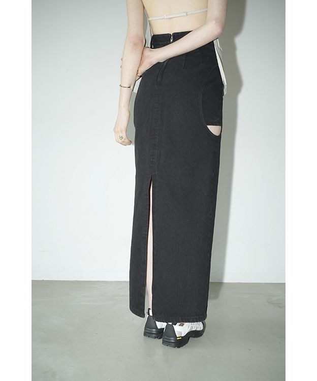 CLANE CIRCLE CUT LAYERED DENIM SKIRT