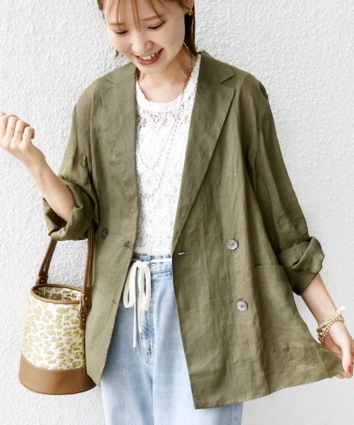 〈手洗い可能〉ラミー シアー ジャケット 商品説明―24SS―素材感とシルエットでおしゃれな着こなしが叶うジャケット■デザインテーラードのダブル W1679500724(12980円)