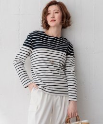 NIJYUSANKU（LARGE SIZE）(２３区（大きいサイズ）)/【Oggi4月号掲載/洗える】Armor－lux バイカラーボーダー カットソー/ネイビーXアイボリーボーダー