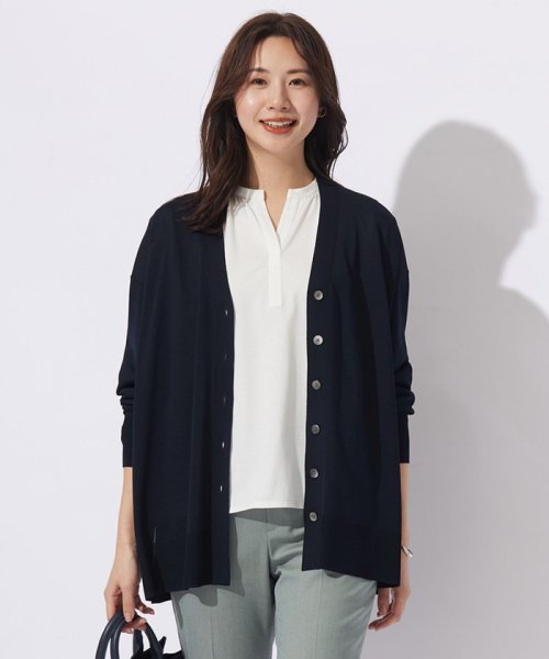 J.PRESS LADIES(J．プレス　レディス)/【WEB限定カラーあり・洗える】SILKY RAYON STRETCH カーディガン/ネイビー系