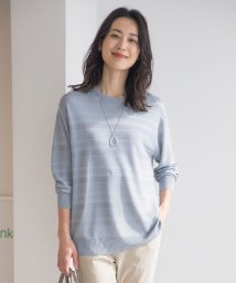 J.PRESS LADIES(J．プレス　レディス)/【WEB限定カラーあり・洗える】SILKY RAYON STRETCH ボーダー ニット/ダルブルー系