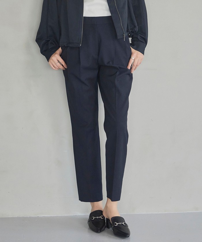 新品未使用　iCB　クロップドパンツ　ネイビー WEB限定カラーあり】FluidBackSatin ワイドクロップドパンツ