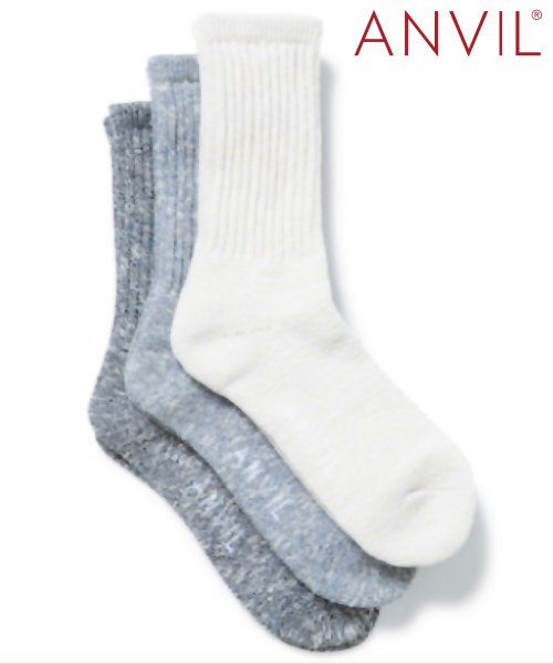 ANVIL(ANVIL)/【ANVIL】「消臭加工」パイル 3足セット 3パック クルー ソックス 靴下  /3P Crew Socks/ANS050 アンビル アンヴィル/グレー系その他2