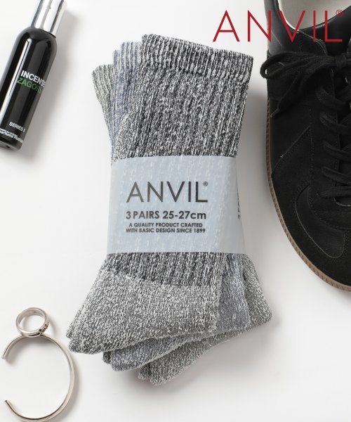 ANVIL(ANVIL)/アンヴィル ANVIL 【ANVIL】「消臭加工」パイル 3足セット 3パック クルー ソックス 靴下 /3P Crew Socks/ANS050 アンビル ア/その他12