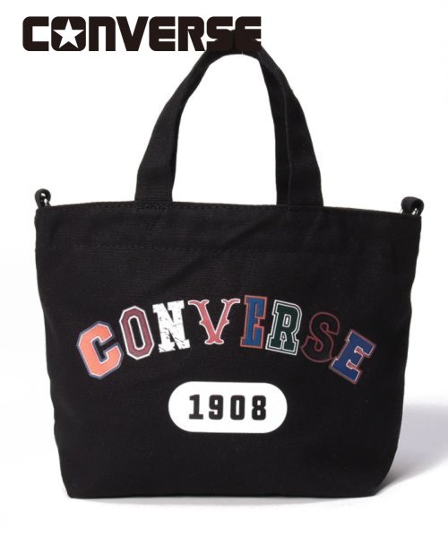 CONVERSE(CONVERSE)/CONVERSE 24SS LOGO GRAPHIC 2WAY TOTE BAG/ﾌﾞﾗｯｸ