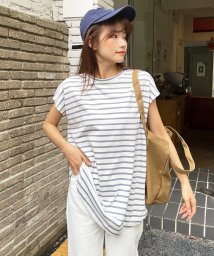 ad thie/ボーダーTシャツ フレンチスリーブ クルーネック 夏服 夏/505937986