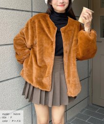 ad thie(アドティエ)/ふわふわソフトタッチエコファージャケット 秋服 秋 冬服 冬/キャメル