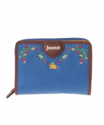 Jocomomola(ホコモモラ)/モチーフ刺繍デザイン二つ折り財布/ブルー