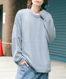 LUXSTYLE/7Gメッシュ編みクルーネックニット/ニット メンズ レディース メッシュ 透かし編み 7G サマーニット/505968315