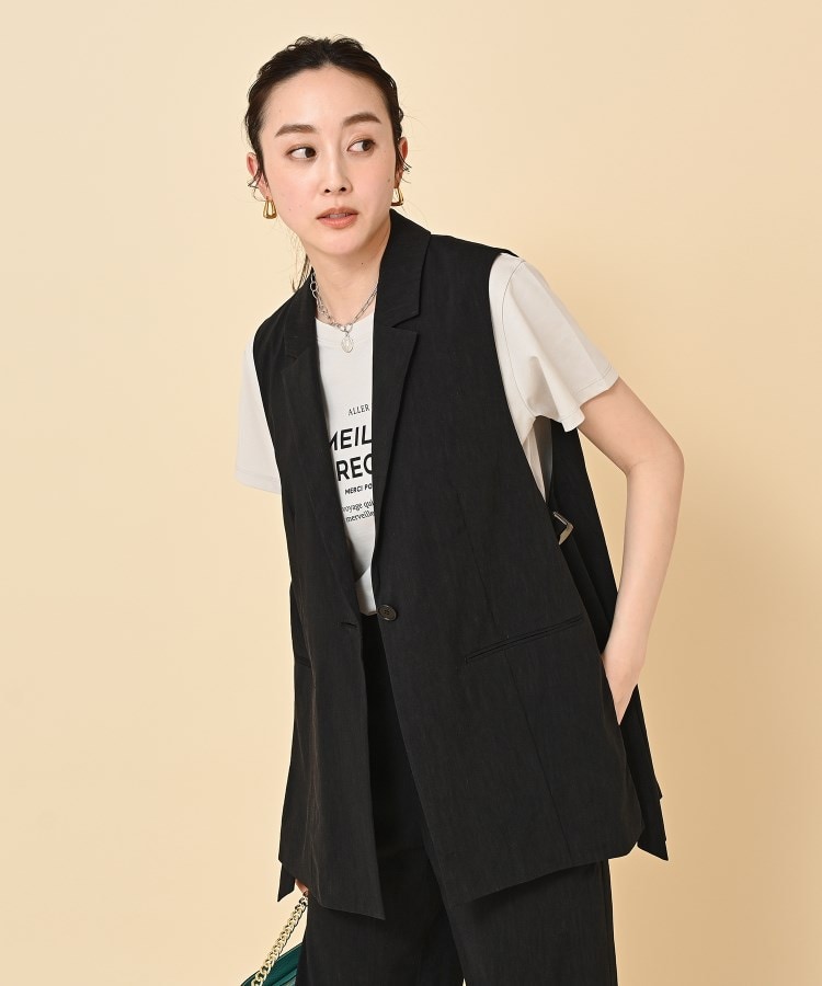 セットアップ可能／リネン混／洗える】ヴィスコースリネンベスト