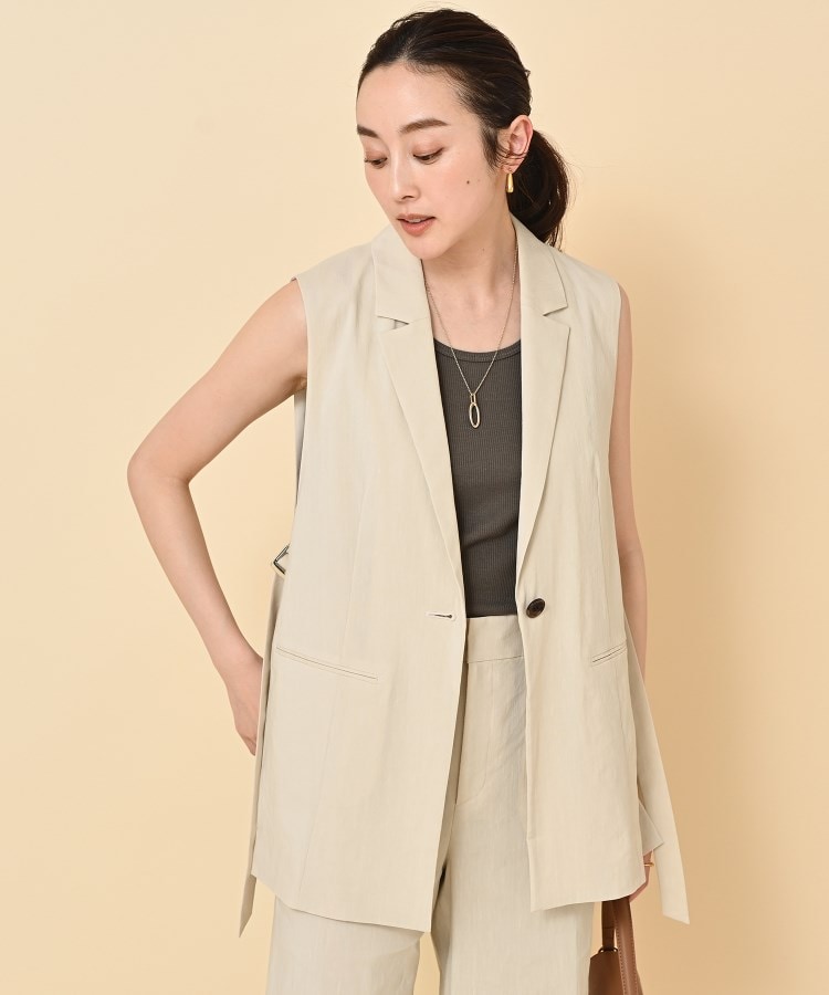 セットアップ可能／リネン混／洗える】ヴィスコースリネンベスト