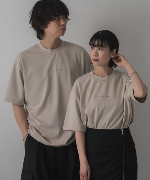 SENSE OF PLACE by URBAN RESEARCH(センスオブプレイス バイ アーバンリサーチ)/『WEB/一部店舗限定カラー』シシュウポンチTシャツ(5分袖)/GREIGE