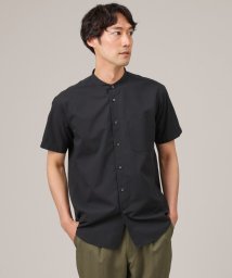 TAKEO KIKUCHI(タケオキクチ)/コットン セルロース バンドカラー 半袖シャツ/ブラック（019）