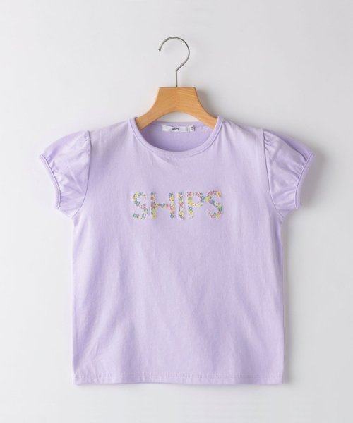 SHIPS KIDS(シップスキッズ)/SHIPS KIDS:80～90cm / ガーリー 刺繍 ロゴ TEE/ダークラベンダー