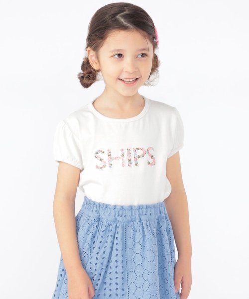 SHIPS KIDS(シップスキッズ)/SHIPS KIDS:100～130cm / ガーリー 刺繍 ロゴ TEE/オフホワイト