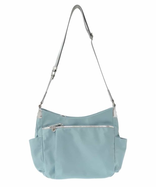 [撥水・ペットボトルホルダー付]アクセントレザーショルダーバッグ 