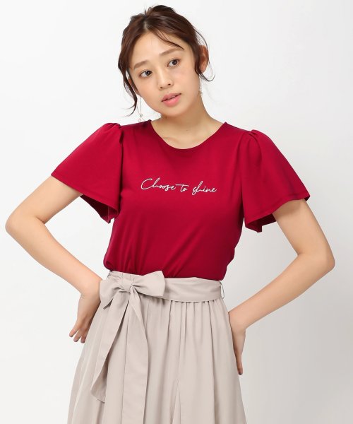 MISCH MASCH(ミッシュマッシュ)/バックリボンメッセージTシャツ/MM328202/レッド