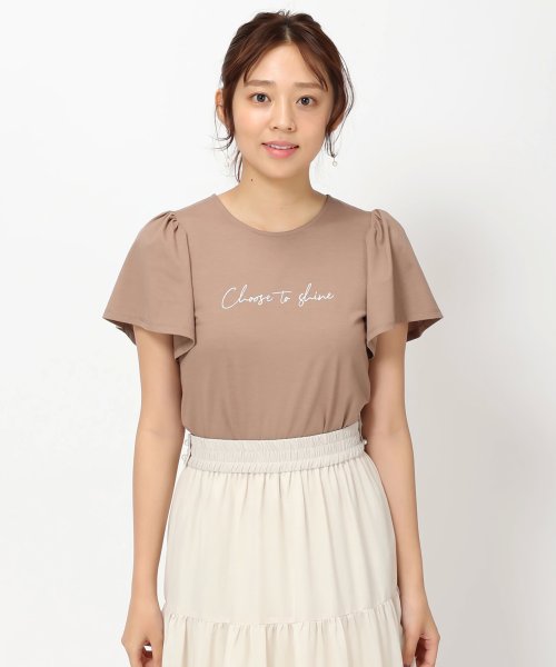 MISCH MASCH(ミッシュマッシュ)/バックリボンメッセージTシャツ/MM328202/モカ