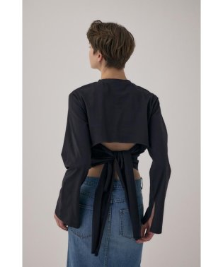 moussy/オーガニックコットン使用の少しハリのあるTシャツ生地背中で帯を結わえるデザインの長袖Tシャツ/505970487