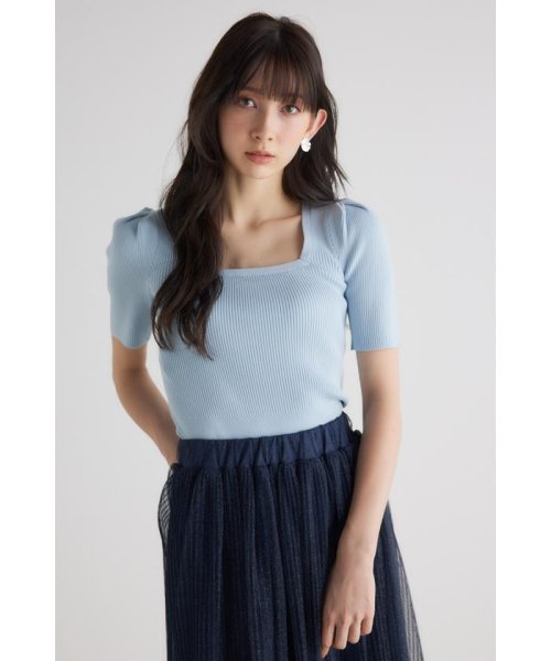 rienda(リエンダ)/スクエアNCウォッシャブルKnit TOP/BLU