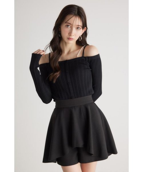 rienda(リエンダ)/デコラティブオフショル Knit TOP/BLK