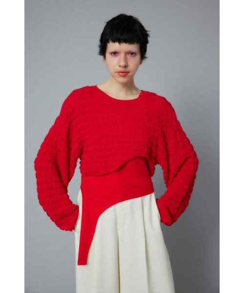 HeRIN.CYE(ヘリンドットサイ)/Wave hem knit tops/RED