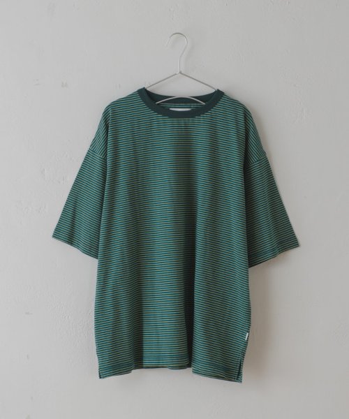 PAL OUTLET(パル　アウトレット)/【Kastane】【WHIMSIC】MICRO BORDER T－SHIRT/グリーン