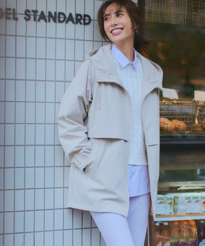 kina　【撥水加工】ナイロン2WAYストレッチ ロングアウター 撥水加工】ナイロン2WAYストレッチ ロングアウター