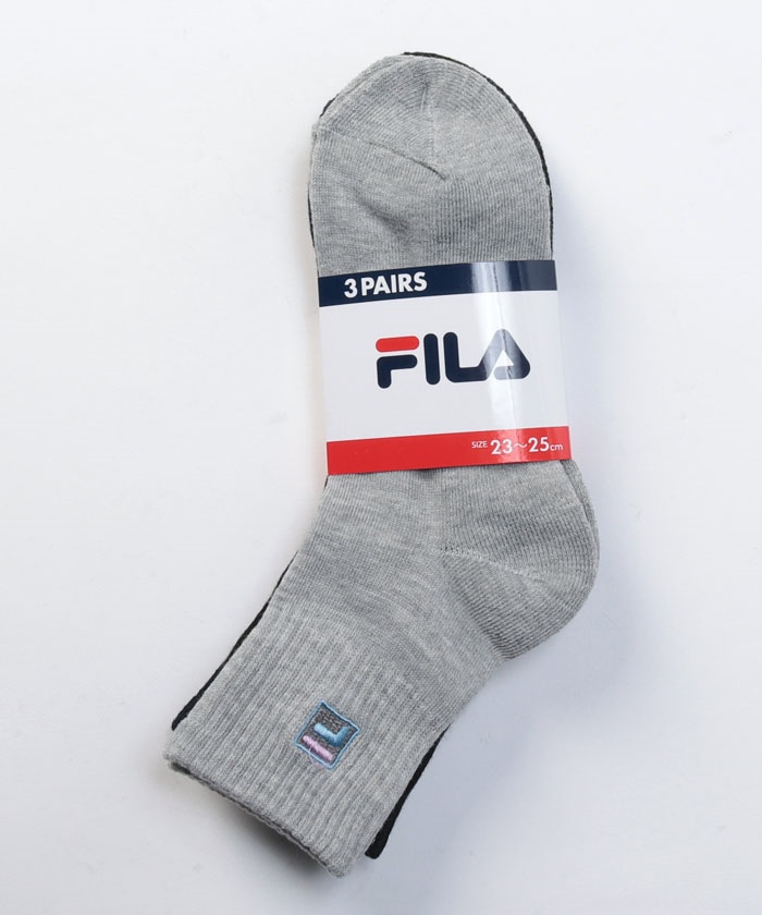 無地 Fボックスロゴ ショートソックス 3足組 レディース(505491963) フィラ ソックス レディース(FILA socks  Ladies) MAGASEEK