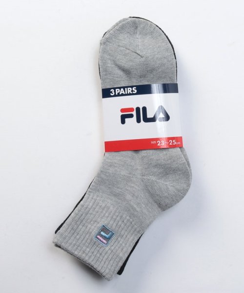 FILA socks Ladies(フィラ　ソックス　レディース)/無地 Fボックスロゴ ショートソックス 3足組　レディース/その他2