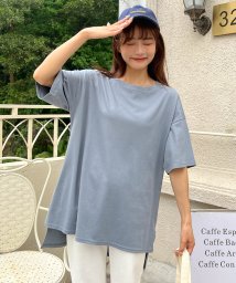 ad thie(アドティエ)/オーバーサイズチュニックTシャツ カット チュニック ゆったり サイドスリット トップス Ｔシャツ /グレー系1