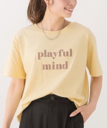 ad thie(アドティエ)/ロゴプリントTシャツ　Tシャツ　カットソー　トップス　半袖　レディース　ロゴ　カジュアル　コットン　お家コーデ　ロゴT　ゆったり　クルーネック　新色/ライトイエロー