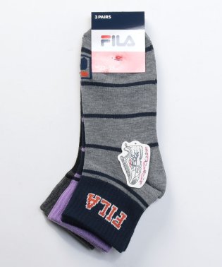 FILA socks Ladies/カレッジ風ロゴ ボーダーショートソックス レディース/505932938