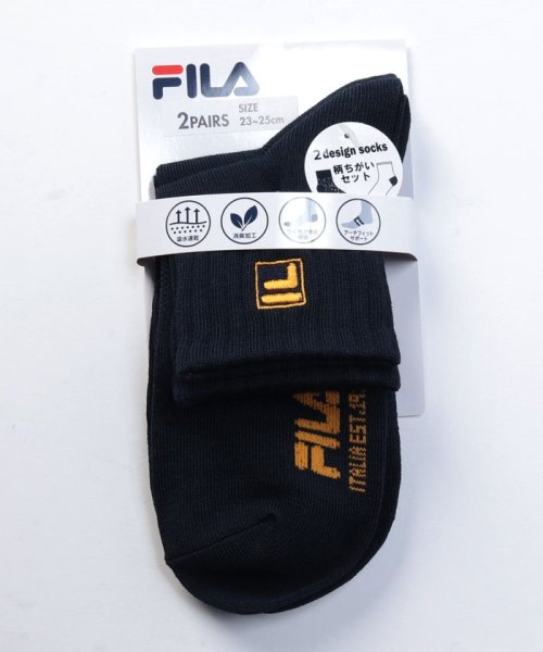 FILA socks Ladies(フィラ　ソックス　レディース)/アーチフィット リブショートソックス 2足組 レディース/ネイビー