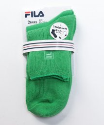 FILA socks Ladies(フィラ　ソックス　レディース)/カラーリブショートソックス 2足組 レディース/グリーン