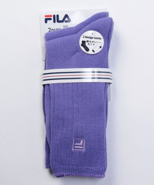 FILA socks Ladies(フィラ　ソックス　レディース)/ロゴ カラーソックス 2足組 レディース/パープル