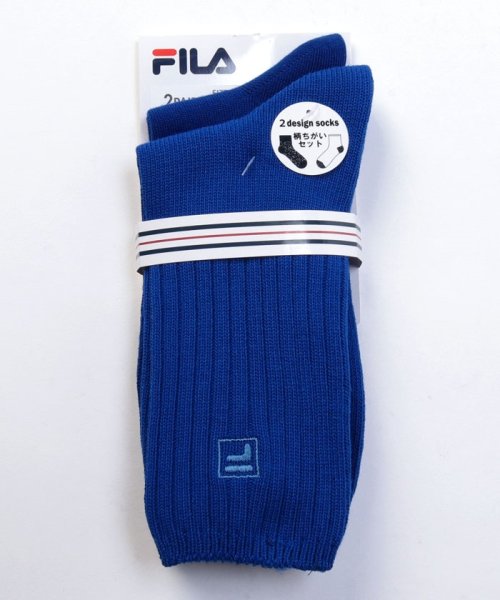 FILA socks Ladies(フィラ　ソックス　レディース)/ロゴ カラーソックス 2足組 レディース/インクブルー