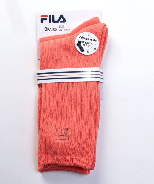 FILA socks Ladies(フィラ　ソックス　レディース)/ロゴ カラーソックス 2足組 レディース/ピンク
